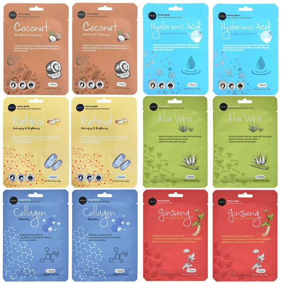 Picture of Celavi Collagen Face Sheet Mask K-Beauty Korea Skin Care Moisturizing New D Type- 12 Sheets