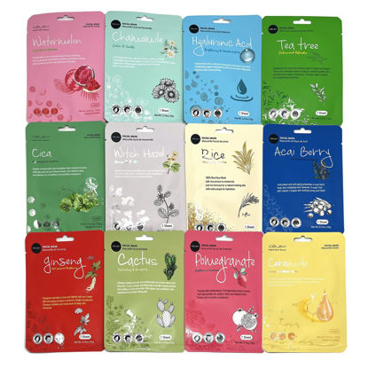 Picture of Celavi K-Beauty Skincare Essence Facial Face Mask Korea Skin Care Moisturizing C Set 12 Pack