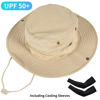 Picture of Sun Hats for Men Women Bucket Hat UPF 50+ Boonie Hat Foldable UV Protection Hiking Beach Fishing Summer Safari(Upgraded-1pack-Beige)