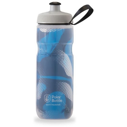 Picture of Polar Bottle Sport Insulated Water Bottle - BPA-Free, Sport & Bike Squeeze Bottle with Handle (Contender - Blue & Silver, 20 oz), Blue Contender