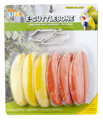 Picture of Penn-Plax Bird-Life Flavored E Cuttlebone 6 Pack - Mango & Banana - Enriched with Omega 3 and Vitamin B1 - Great for All Birds