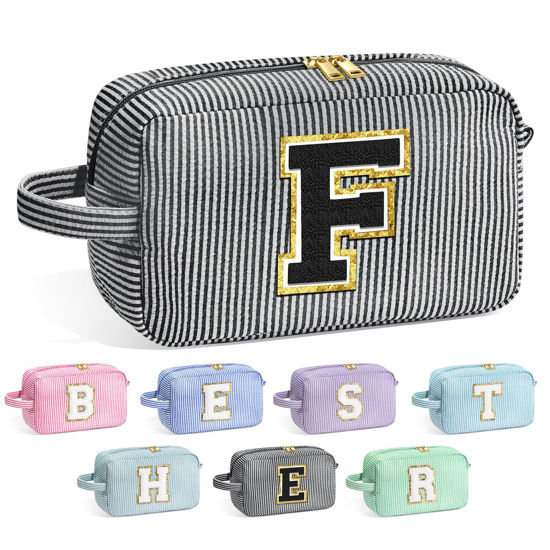 Picture of YOOLIFE Gifts for Friends - Personalized Best Friend Birthday Gifts for Women Her Friend Friendship, Sister Gifts from Sister, Personalized Monogram Initial Makeup Bag Cosmetic Toiletry Bag F