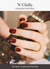 Picture of ohora Semi Cured Gel Nail Strips (N Chilly) - Red, Solid, Works with Any UV/LED Nail Lamps, Salon-Quality, Long Lasting, Easy to Apply & Remove - Includes 2 Prep Pads, Nail File & Wooden Stick