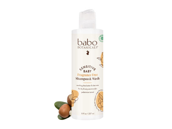 Picture of Babo Botanicals Sensitive Baby 2-in-1 Shampoo & Wash - Shea Butter, Calendula & Aloe - Cruelty-Free, Vegan - Pediatrician Tested - EWG Verified - For Babies & Kids