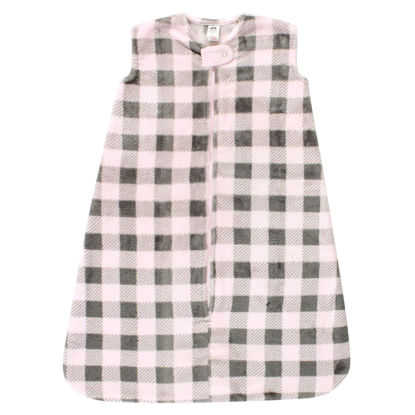 Picture of Hudson Baby Unisex Baby Plush Sleeping Bag, Sack, Blanket, Sleeveless Pink Gray Plaid, 6-12 Months