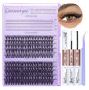 Picture of Geeneiya Natural Lash Clusters Kit Wispy Lash Extension Kit Bottom Lashes DIY Eyelash Extension Kit D Curl Individual Eyelashes Kit with Waterproof Lash Bond and Seal, Lash Tweezers (30D+40D+BOTTOM)