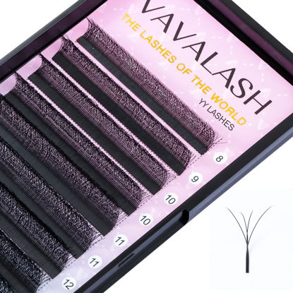 Picture of VAVALASH W-shaped Eyelash Extension 4D Premade Fans 0.07 D Curl Volume Lash Extensions Easy Fanning Lashes Matte Black Volume Premade W Lashes(W Shaped-4D-0.07-D-12mm）