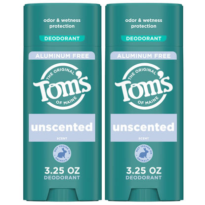 Picture of Tom’s of Maine Unscented Natural Deodorant for Women and Men, Aluminum Free, 3.25 oz, 2-Pack