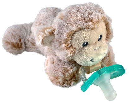 Picture of RaZbaby JollyPop Pacifier, Holder w/Detachable Baby Pacifier, Stuffed Animal RaZbuddy, All Ages 0M+, 100% Medical Grade USA Made Silicone Pacifier, Machine Washable, Textured & Easy to Hold - Monkey