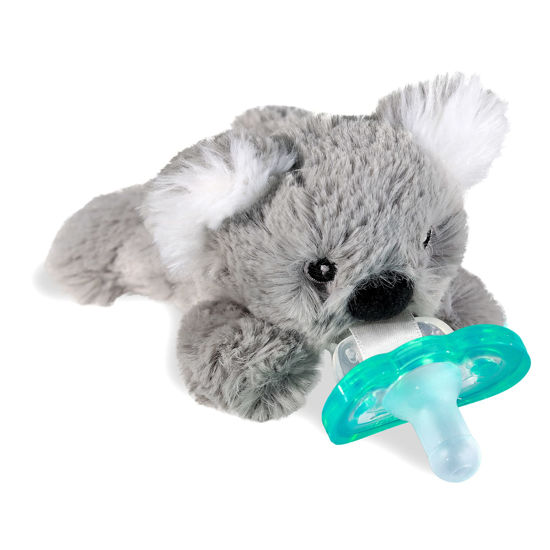 Picture of RaZbaby JollyPop Pacifier, Holder w/ Detachable Baby Pacifier, Stuffed Animal RaZbuddy, All Ages 0M+, 100% Medical Grade USA Made Silicone Pacifier, Machine Washable, Textured & Easy to Hold - Koala