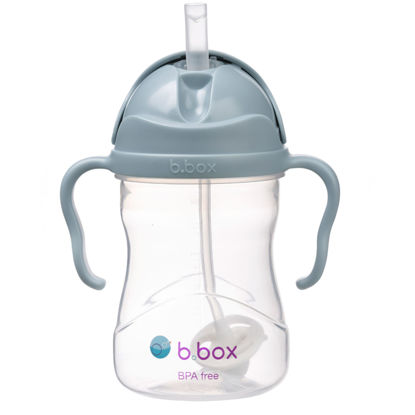 Picture of b.box Sippy Cup with Weighted Straw. Drink from any Angle, Leak Proof, Spill Proof, Easy Grip. BPA Free, Dishwasher Safe. For Babies 6m+ to Toddlers (Ocean, 8oz)