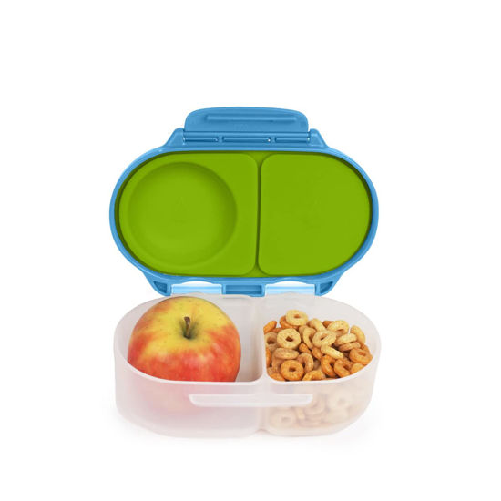 Picture of b.box Snack Box for Kids & Toddlers: 2 Compartment Snack Containers, Mini Bento Box, Lunch Box. Leak Proof, BPA free, Dishwasher safe. School Supplies. Ages 4 months+ (Ocean Breeze, 12oz capacity)