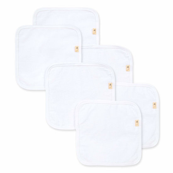 Picture of Burt's Bees Baby Infant Washcloths, 100% Organic Cotton, Soft and Super Absorbent Knit Terry Wash Cloth - 6 Pack Set