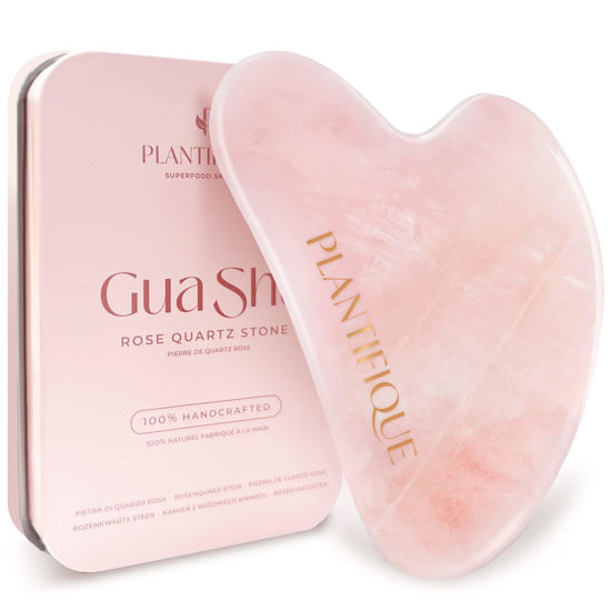 Picture of PLANTIFIQUE Gua Sha Rose Quartz Tool for Face Anti Aging Massage Tool - GuaSha Tool - Facial Skin Care Products - Massager for Your Skincare Routine