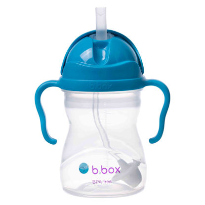 Picture of b.box Sippy Cup with Weighted Straw. Drink from any Angle, Leak Proof, Spill Proof, Easy Grip. BPA Free, Dishwasher Safe. For Babies 6m+ to Toddlers (Cobalt, 8oz)