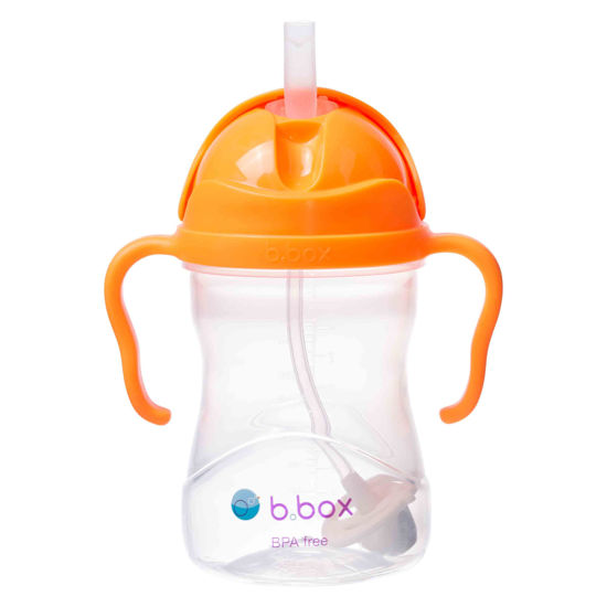 Picture of b.box Sippy Cup with Weighted Straw. Drink from Any Angle, Leak Proof, Spill Proof, Easy Grip. BPA Free, Dishwasher Safe. for Babies 6m+ to Toddlers (Orange Zing, 8oz)