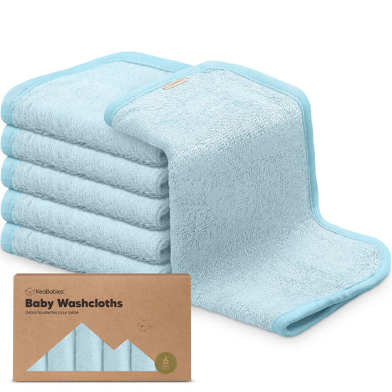 Picture of 6-Pack Baby Washcloths - Soft Viscose Derived from Bamboo Washcloth, Baby Wash Cloths, Baby Wash Cloth for Newborn, Kids, Bath Baby Towels, Face Towel, Face Cloths for Washing Face(Bravo Blue)