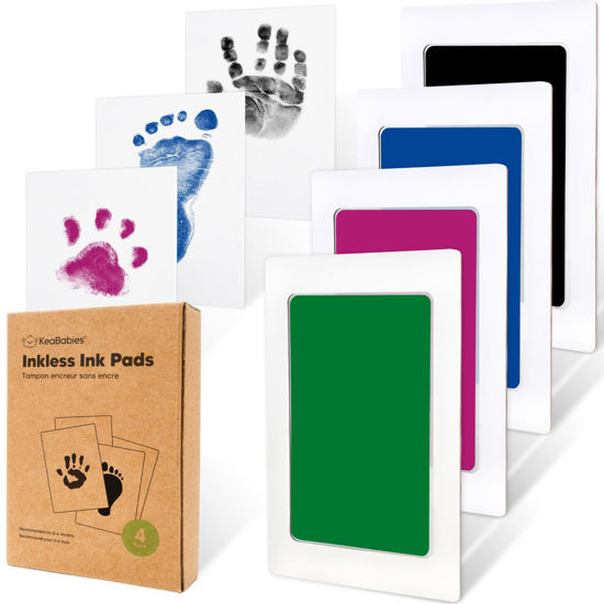 Picture of 4-Pack Inkless Hand and Footprint Kit - Ink Pad for Baby Hand and Footprints - Dog Paw Print Kit,Dog Nose Print Kit - Baby Footprint Kit, Clean Touch Baby Handprint Kit, Mother's Day Gift (Holidays)