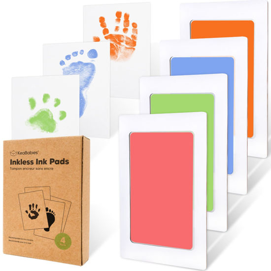 Picture of 4-Pack Inkless Hand and Footprint Kit - Ink Pad for Baby Hand and Footprints - Dog Paw Print Kit,Dog Nose Print Kit - Baby Footprint Kit, Clean Touch Baby Foot Printing Kit, Handprint Kit (Candy)