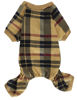 Picture of Beige Buffalo Plaid Dog Christmas Pajamas Clothes for Dogs Onesie PJS Medium Size