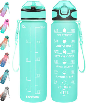 Picture of Enerbone 32 oz Water Bottle with Times to Drink and Straw, Motivational Drinking Water Bottles with Carrying Strap, Leakproof BPA & Toxic Free, Ensure You Drink Enough Water for Fitness Gym Outdoor