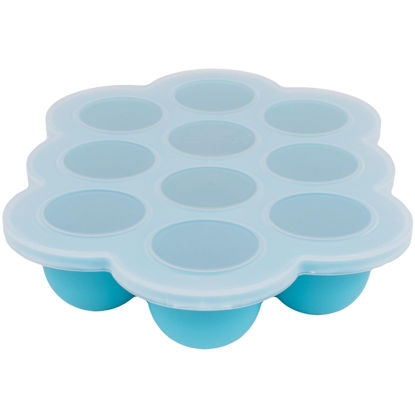 Picture of WeeSprout Silicone Freezer Tray with Clip on Lid Perfect Food Storage Container for Homemade Baby Food, Vegetable, Fruit Purees, and Breast Milk (Bright Blue, Ten 1.5 Ounce Sections)