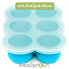 Picture of WeeSprout Silicone Freezer Tray with Clip on Lid Perfect Food Storage Container for Homemade Baby Food, Vegetable, Fruit Purees, and Breast Milk (Bright Blue, Six 3 Ounce Sections)