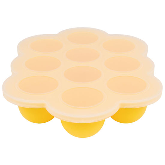 Picture of WeeSprout Silicone Freezer Tray with Clip on Lid Perfect Food Storage Container for Homemade Baby Food, Vegetable, Fruit Purees, and Breast Milk (Bright Yellow, Ten 1.5 Ounce Sections)