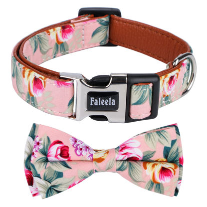 Picture of Faleela Cute Soft Girl Dog Collar with Bow, Bowtie Dog Collar for Boy,Detachable Adjustable Collar for Small Medium Large Pet