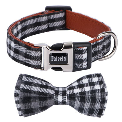 Picture of Faleela Soft &Comfy Bowtie Dog Collar,Detachable and Adjustable Bow Tie Collar,for Small Medium Large Pet (Large(Pack of 1), Black and Whit)