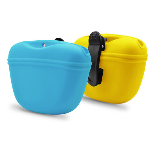 Picture of AUDWUD - Silicone Dog Treat Pouch - Clip on Portable Training Container - Convenient Magnetic Buckle Closing and Waist Clip - BPA Free