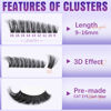 Picture of Pre-made Cat Eye Lash Extension Kit Fluffy Lash Clusters Kit 9-16mm Wispy Cluster Eyelash Extension Kit 80D+100D Individual Eyelashes with Waterproof Lash Bond and Seal, Lash Tweezers by Geeneiya