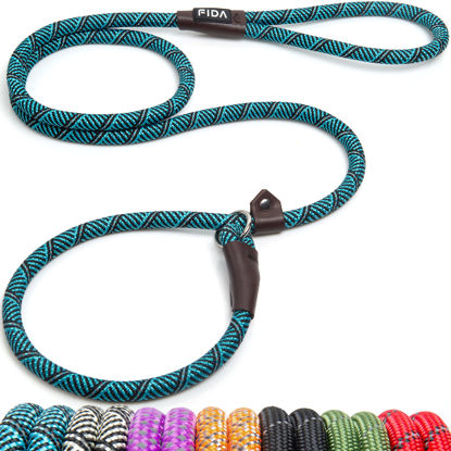 Picture of Fida Durable Slip Lead Dog Leash, 6 FT x 1/2" Heavy Duty Loop Comfortable Strong Rope Leash for Large, Medium Dogs, No Pull Pet Training with Highly Reflective, Blue