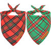 Picture of Realeaf Christmas Dog Bandanas 2 Pack, Reversible Red Green Plaid Dog Scarf, Xmas Pet Bandana for Boy and Girl, Premium Durable Fabric, Holiday Check Bandana for Medium and Large Dogs Pets (Large)