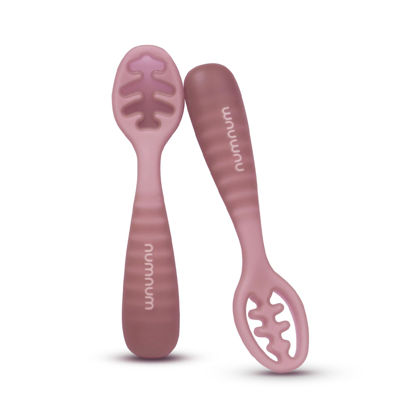 Picture of NumNum Baby Spoons Set, Pre-Spoon GOOtensils for Kids Aged 12+ Months - First Stage, Baby Led Weaning (BLW) Spoon - Self Feeding, Silicone Toddler Food Utensils - 1-Pack, 2 Spoons, Mauve