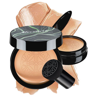 Picture of Mushroom Head Air Cushion CC Cream Foundation - BB Cream Concealer Oil Control Long-Lasting, Waterproof Base Primer, Cream Foundation Full Coverage for Mature Skin & All Skin Types (Medium)