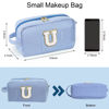 Picture of YOOLIFE Travel Makeup Bag for Women - Monogram Cute Initial Blue Makeup Bags Cosmetic Toiletry Pouch Make Up Case for Women Her Best Friend Friendship Sister, Personalized Birthday Gifts for Women U