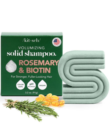 Picture of Kitsch Rosemary & Biotin Volumizing Natural Shampoo Bar for Hair Growth, Strengthening & Thickening Shampoo for All Hair Types, Made in USA, Vegan, Paraben Sulfate & Cruelty Free Soap