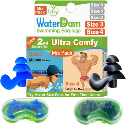 Picture of WaterDam Swimming Ear Plugs Great Waterproof Ultra Comfy Earplugs Prevent Swimmer's Ear