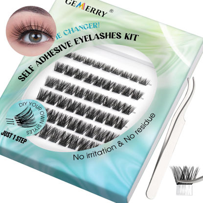 Picture of GEMERRY Self Adhesive Eyelashes Clusters kit Press on Lashes No Glue Needed Lash Clusters Kit Reusable Self Adhesive Eyelashes DIY Eyelash Extension Kit for Beginners Lashes Kit(Charming-D-10-16mm)