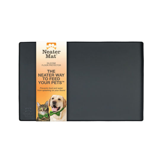 Picture of Neater Pet Brands Neater Mat - Waterproof Silicone Pet Bowls Mat - Protect Floors from Food & Water (Midnight Black, 16" x 10" Silicone)