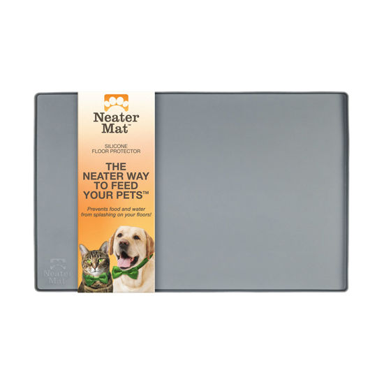 Picture of Neater Pet Brands Neater Mat - Waterproof Silicone Pet Bowls Mat - Protect Floors from Food & Water (Gunmetal, 19" x 12" Silicone)