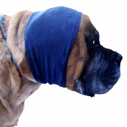 Picture of Happy Hoodie The Original Calming Band for Dogs & Cats - for Anxiety Relief - Noise Canceling for Fireworks, Thunderstorms, Pet Grooming & Force Drying - Dog Calming Aid Since 2008 (X-Large, Blue)