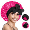 Picture of BONNET QUEEN Silk Bonnet for Sleeping Women Hair Bonnet REVERSIBLE Double Layer Satin Bonnet Tie Bonnet Sleep Satin Hair Wrap Night Cap For Curly Hair Black Hot Pink