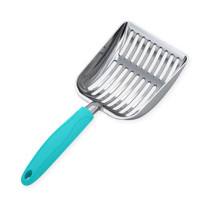 Picture of WePet Cat Litter Scoop, Aluminum Alloy Sifter, Kitty Metal Scooper, Deep Shovel, Long Handle, Poop Sifting, Kitten Pooper Lifter, Durable, Heavy Duty, for Litter Box