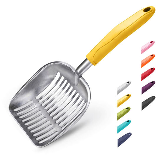 Picture of WePet Cat Litter Scoop, Aluminum Alloy Sifter, Kitty Metal Scooper, Deep Shovel, Long Handle, Poop Sifting, Kitten Pooper Lifter, Durable, Heavy Duty, for Litter box