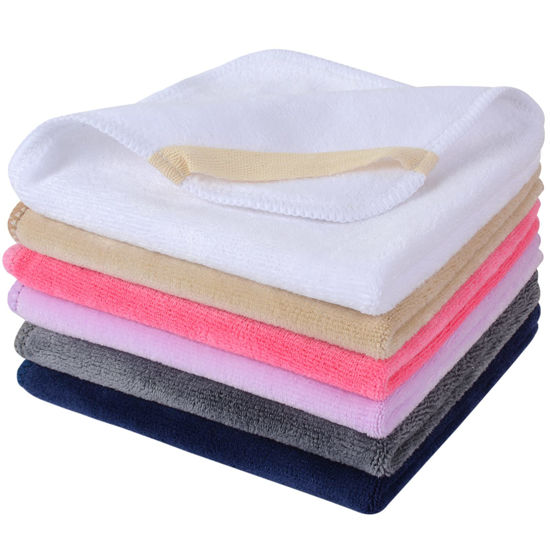 Picture of SINLAND Brushed Microfiber Facial Cloths Fast Drying Washcloth 12inch x 12inch Absorbent Face Wash Cloth Soft Makeup Remover Cloths