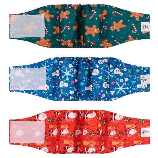 Picture of CuteBone Christmas Doggie Diapers for Male Dogs Small Dog Diapers Male DM34S