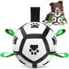 Picture of QDAN Dog Toys Soccer Ball with Straps, Interactive Dog Toys for Tug of War, Puppy Birthday Gifts, Dog Tug Toy, Dog Water Toy, Durable Dog Balls World Cup for Small Dogs（5 Inch）