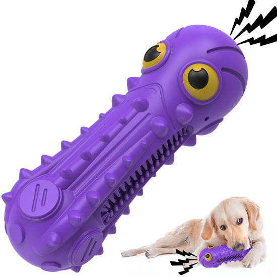 Picture of ZIKATON Dog Squeaky Toys for Aggressive Chewers, Durable Dog Chew Toys for Large Medium Breed Dog, Dog Toys, Tough Durable Dogs Toys with Natural Rubber (Purple Octopus, for Larege Dogs)